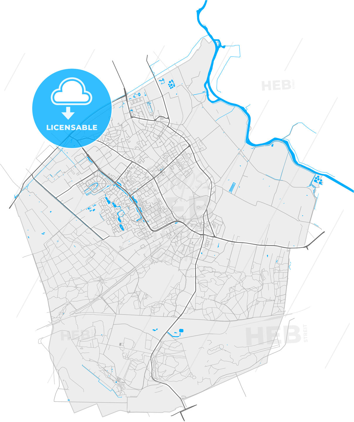 Soest, Utrecht, Netherlands, high quality vector map