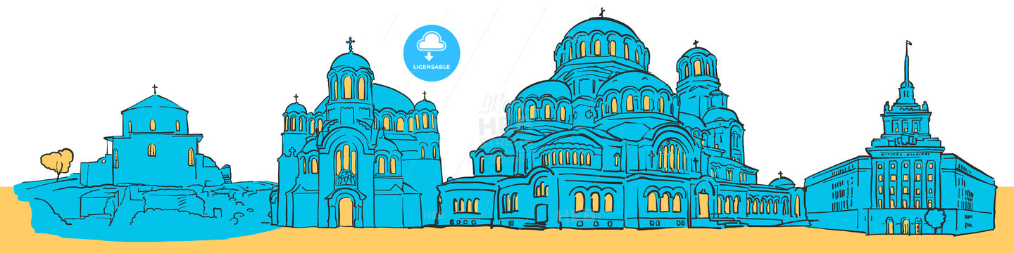 Sofia Bulgaria Colored Panorama – instant download