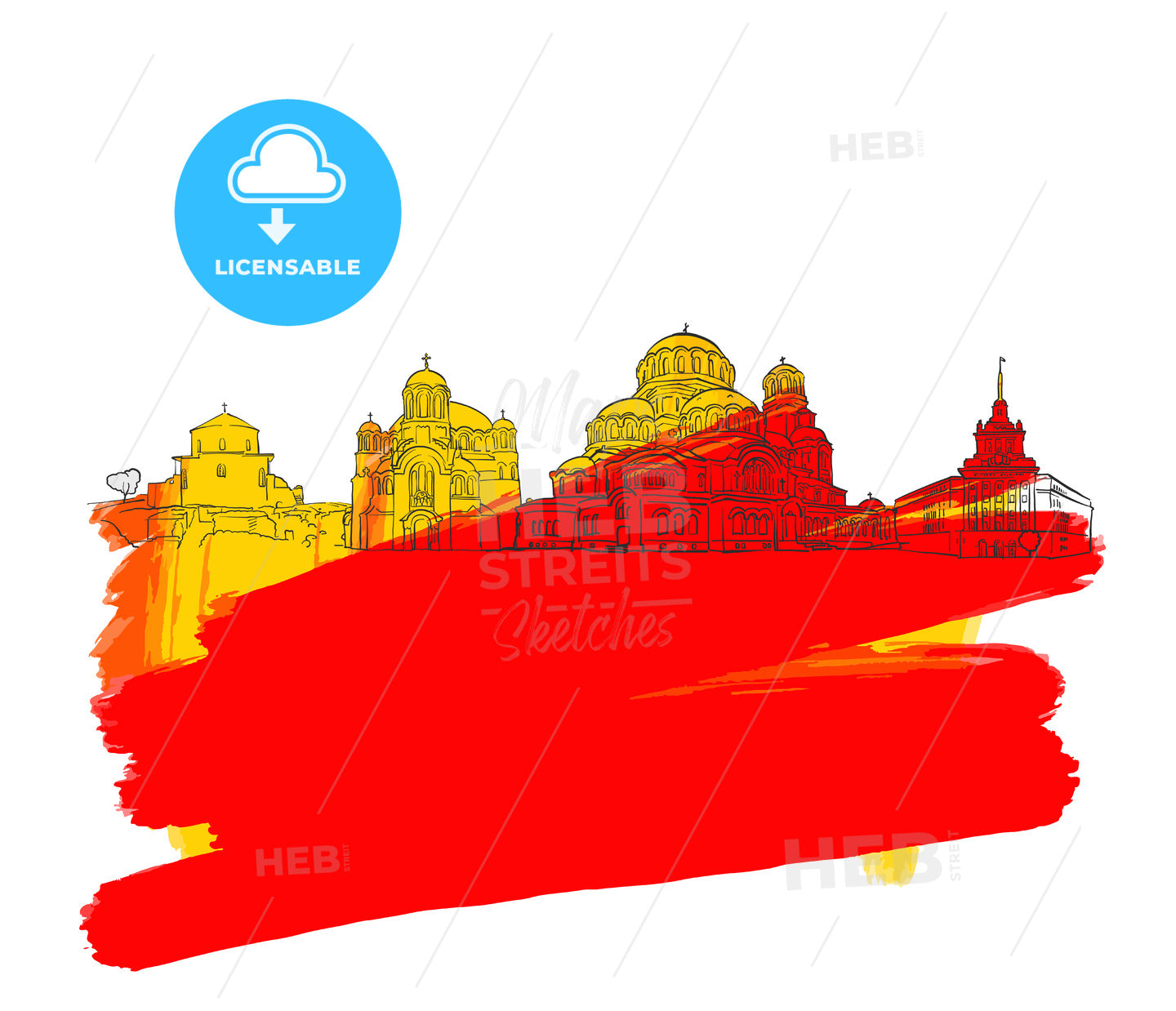 Sofia Bulgaria Colorful Landmark Banner – instant download