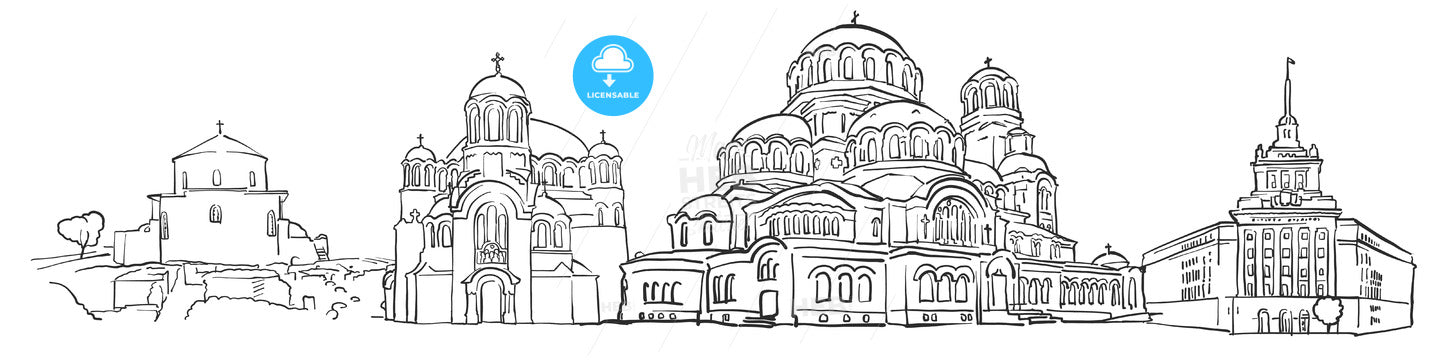 Sofia Bulgaria Panorama Sketch – instant download