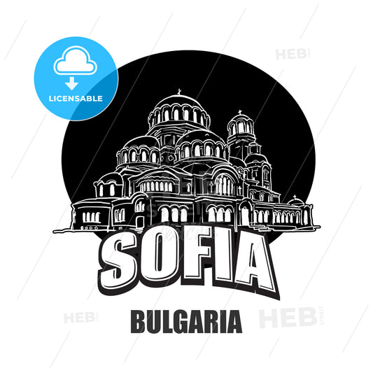 Sofia, Bulgaria, black and white logo – instant download