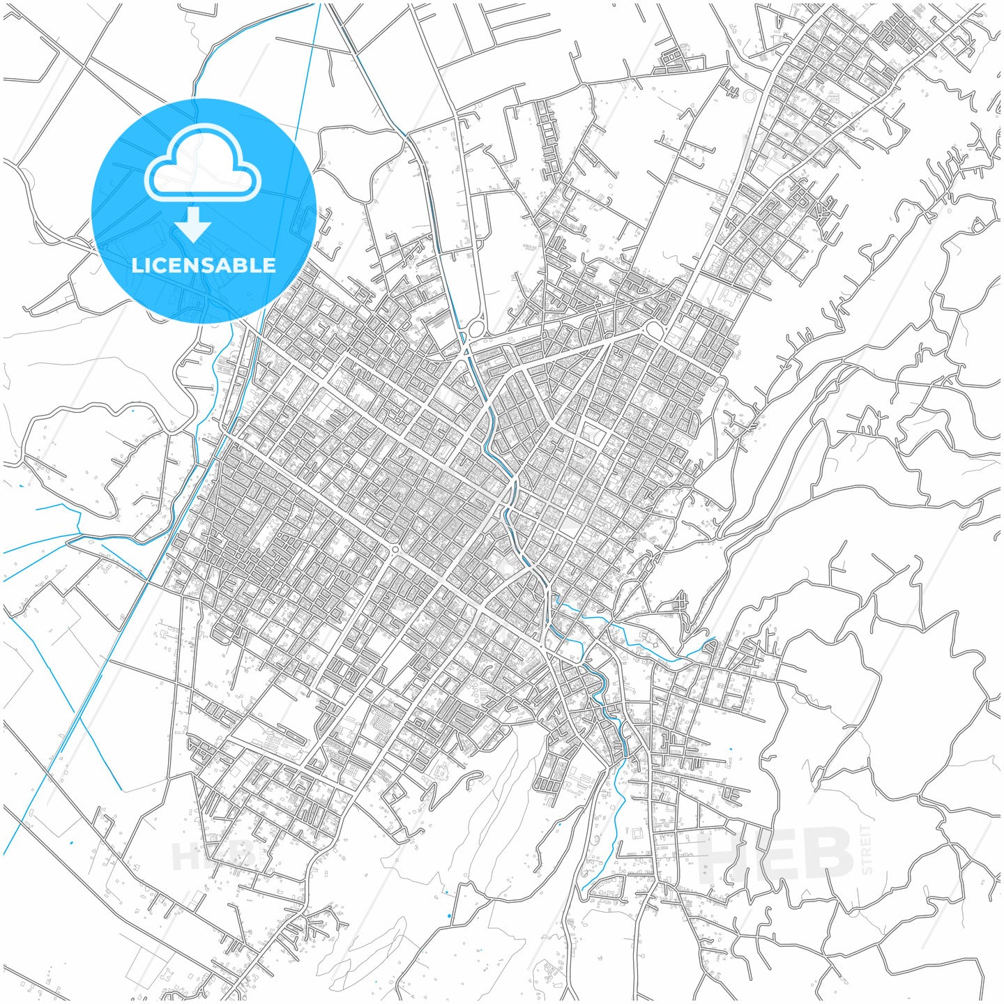 Sogamoso, Colombia, city map with high quality roads.