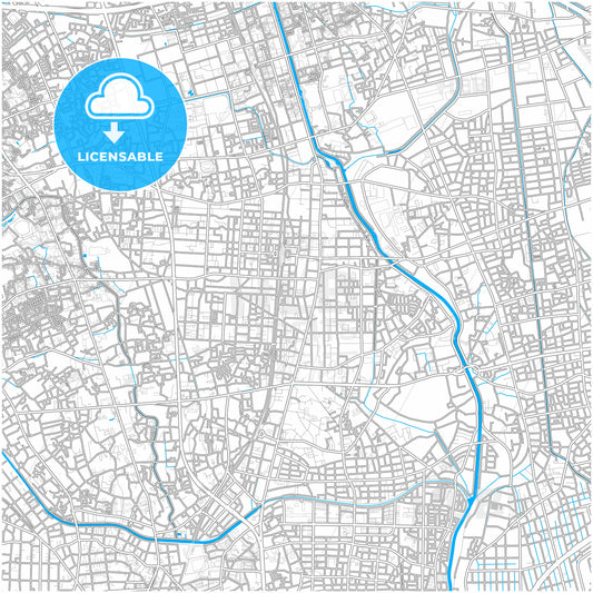 Sōka, Saitama, Japan, city map with high quality roads.