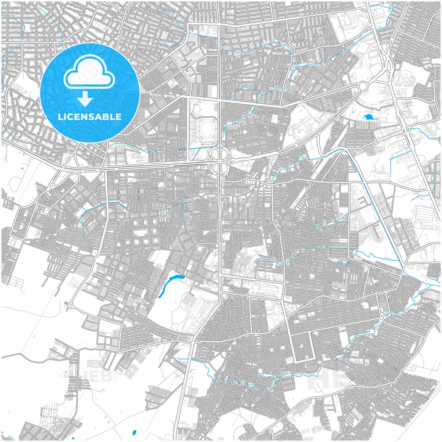 Soledad, Colombia, city map with high quality roads.