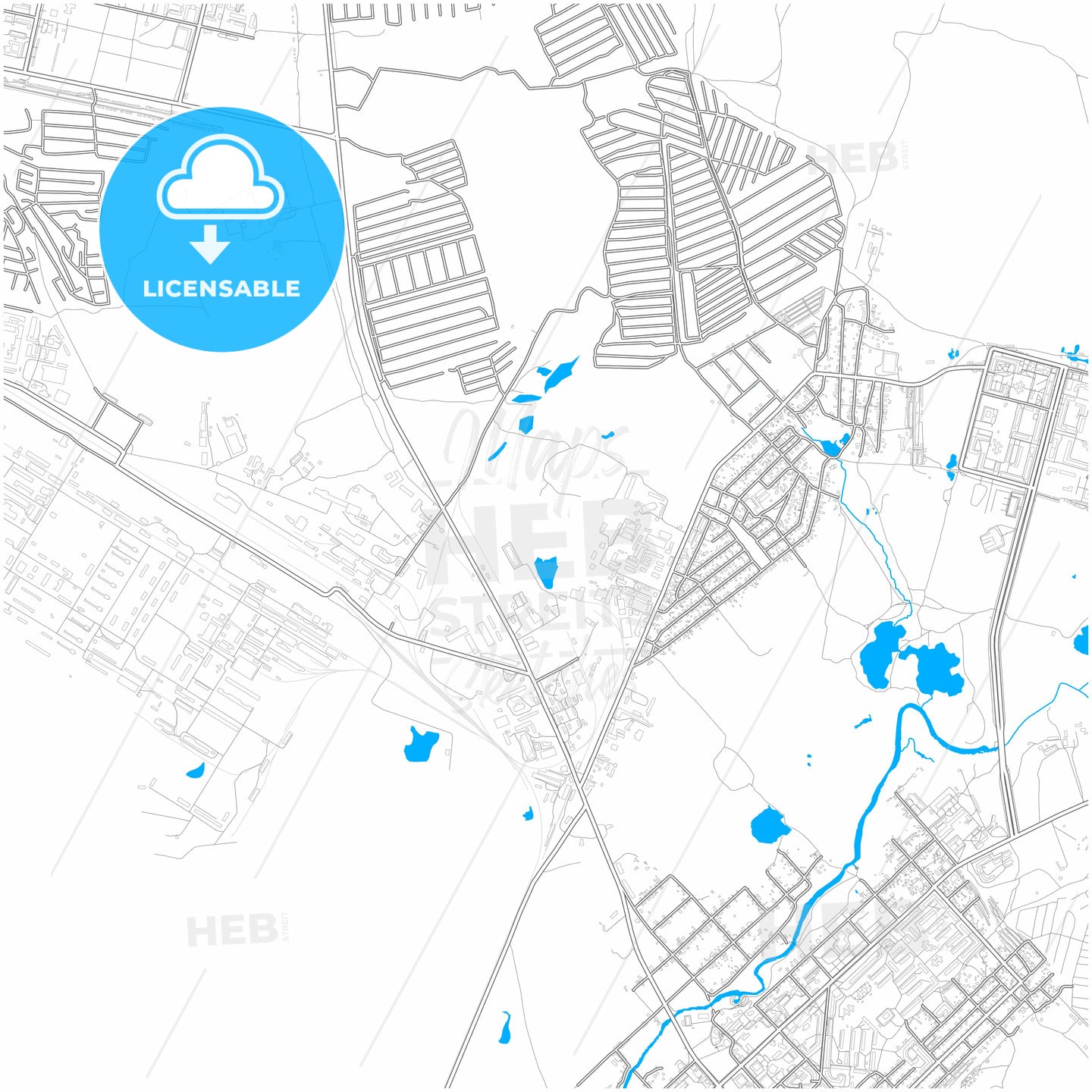 Solikamsk, Perm Krai, Russia, city map with high quality roads.