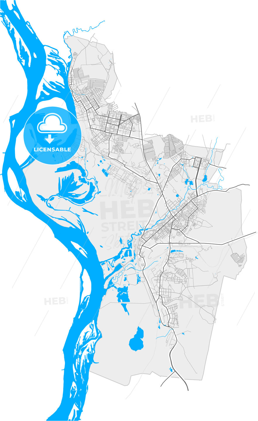 Solikamsk, Perm Krai, Russia, high quality vector map