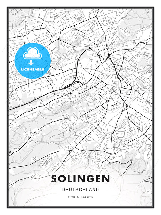 Solingen, Germany, Modern Print Template in Various Formats - HEBSTREITS Sketches