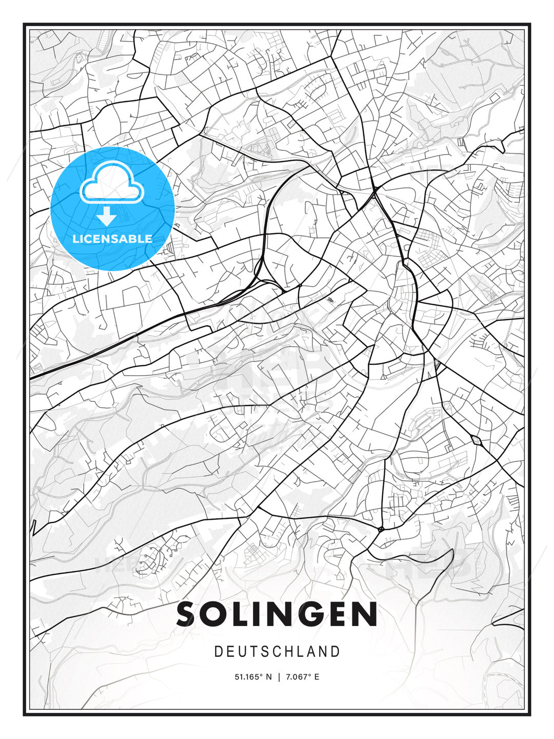 Solingen, Germany, Modern Print Template in Various Formats - HEBSTREITS Sketches