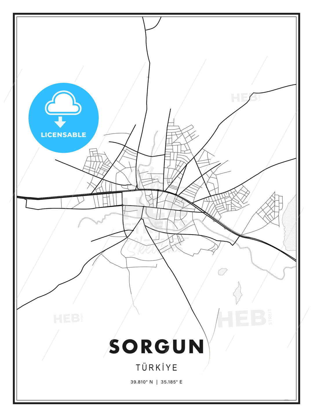 Sorgun, Turkey, Modern Print Template in Various Formats - HEBSTREITS Sketches