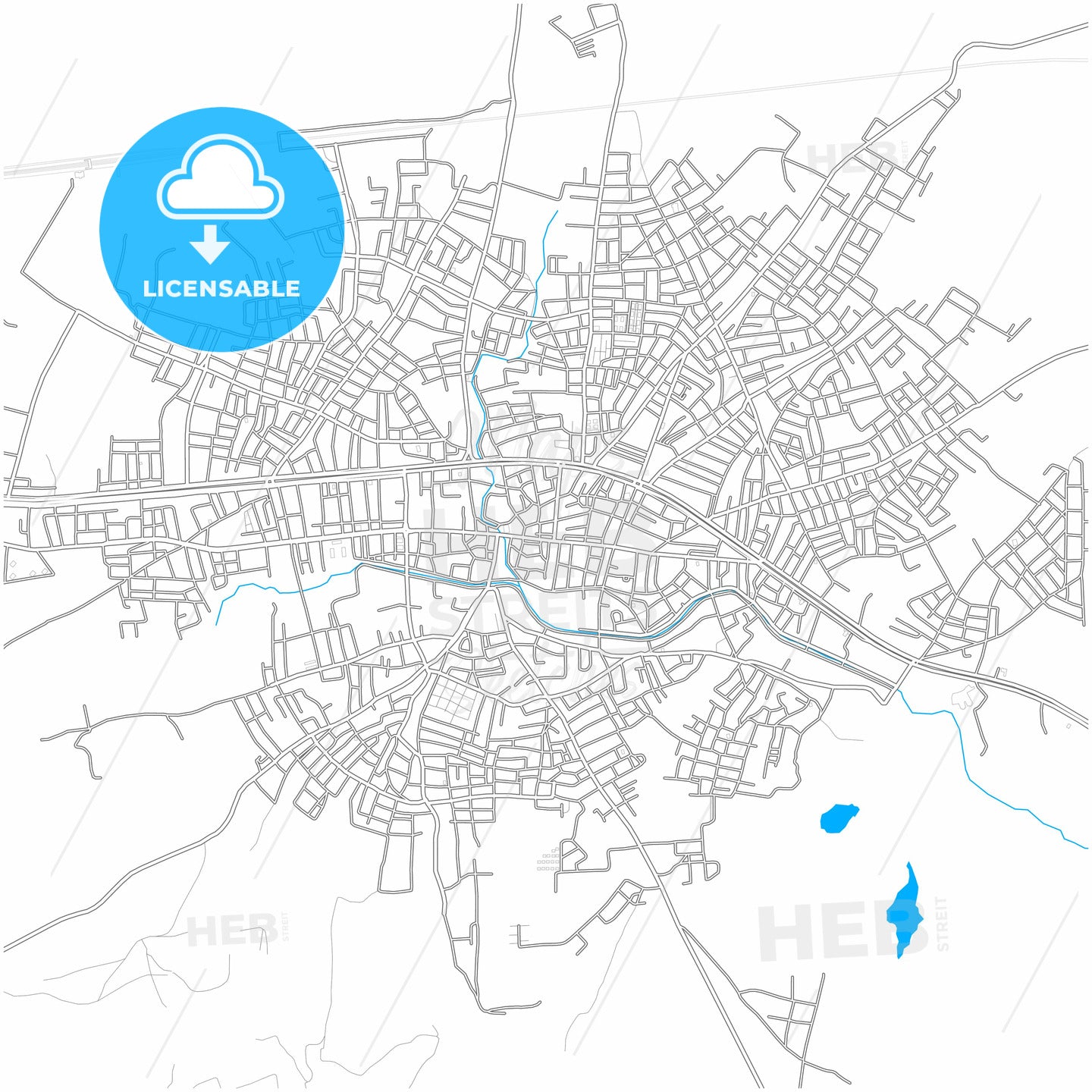 Sorgun, Yozgat, Turkey, city map with high quality roads.