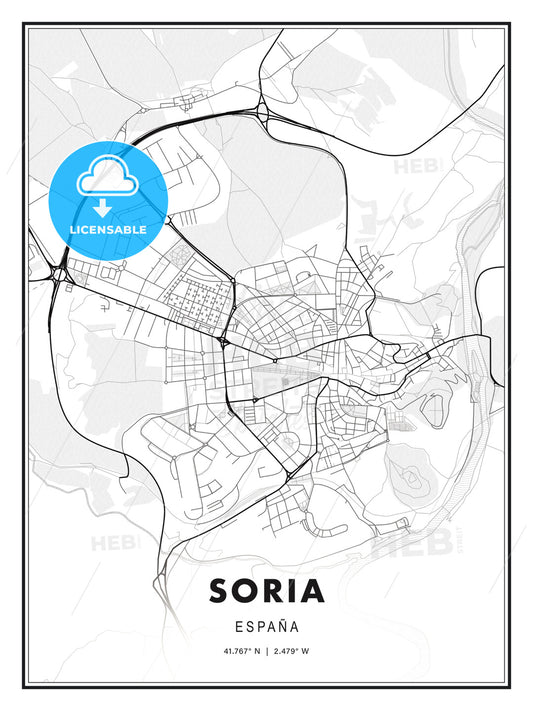 Soria, Spain, Modern Print Template in Various Formats - HEBSTREITS Sketches