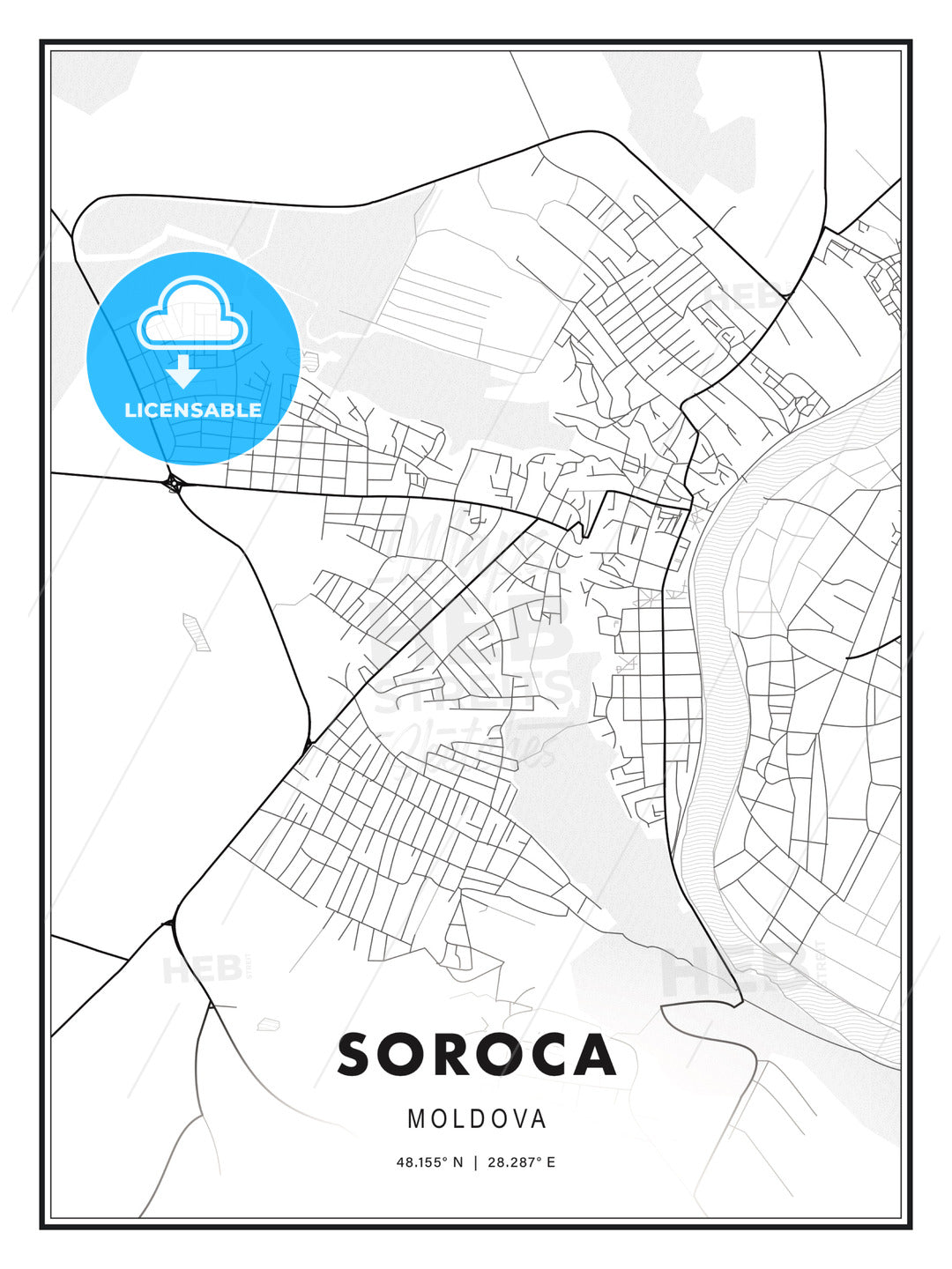 Soroca, Moldova, Modern Print Template in Various Formats - HEBSTREITS Sketches