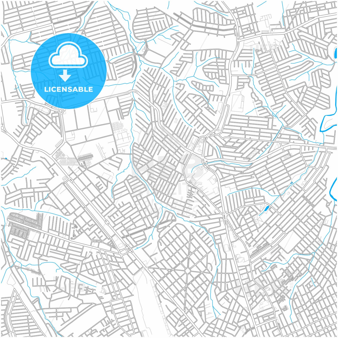 Sorocaba, Brazil, city map with high quality roads.