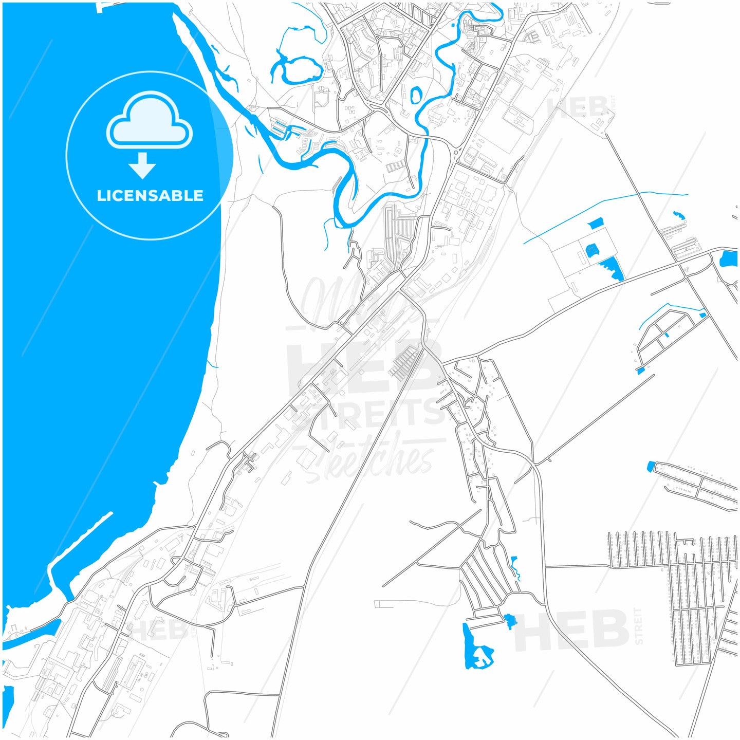 Sosnovy Bor, Leningrad Oblast, Russia, city map with high quality roads.