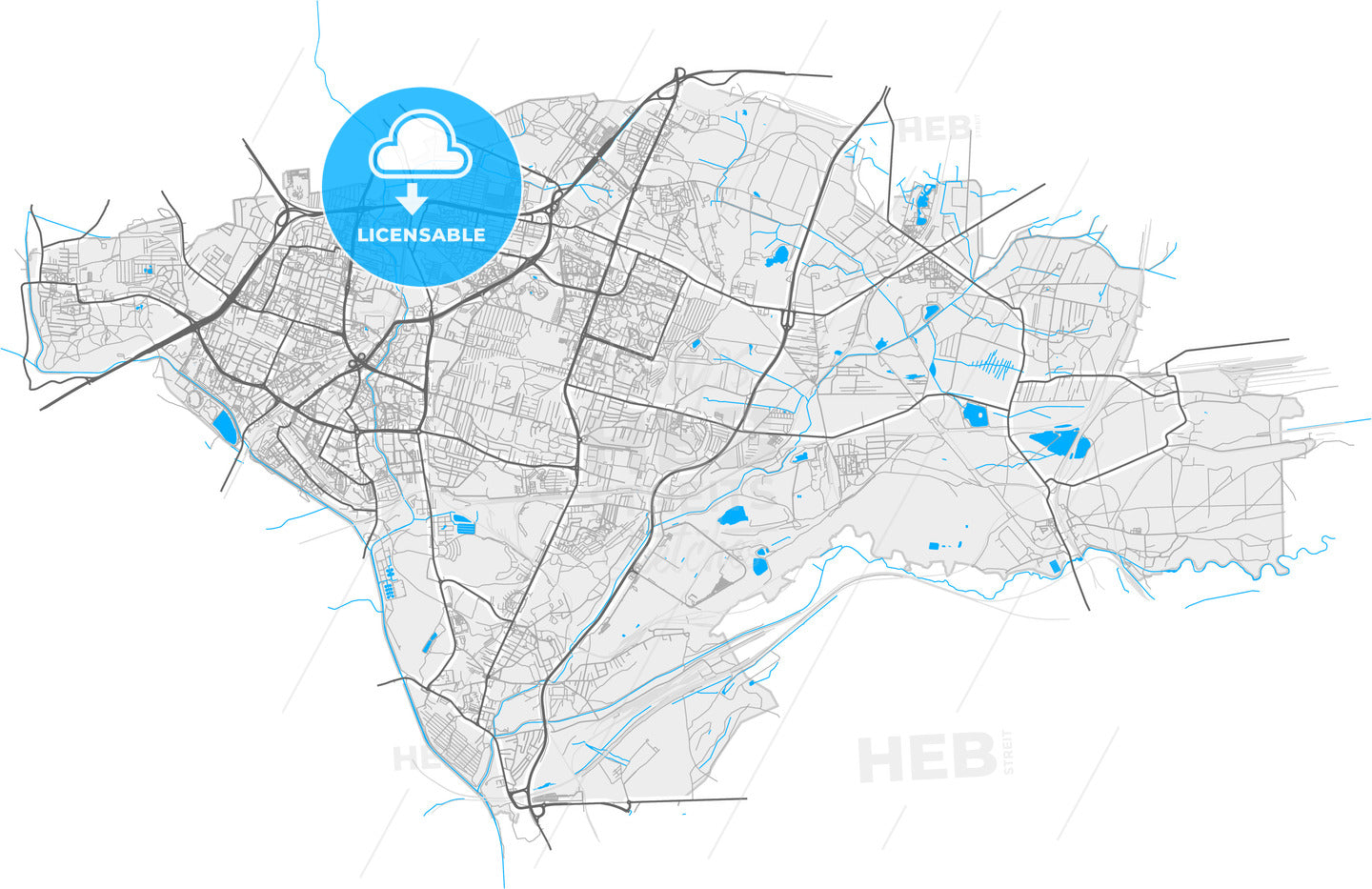 Sosnowiec, Silesian, Poland, high quality vector map