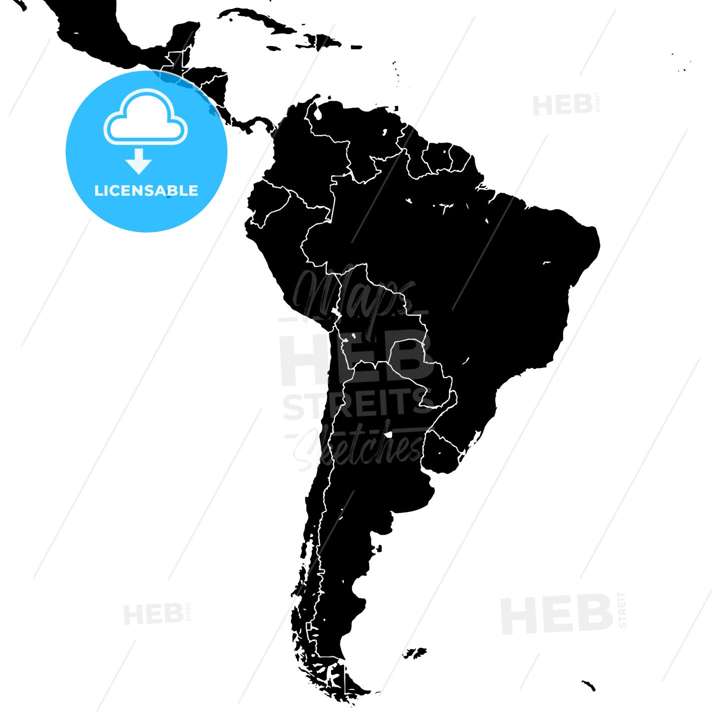 South America silhouette map