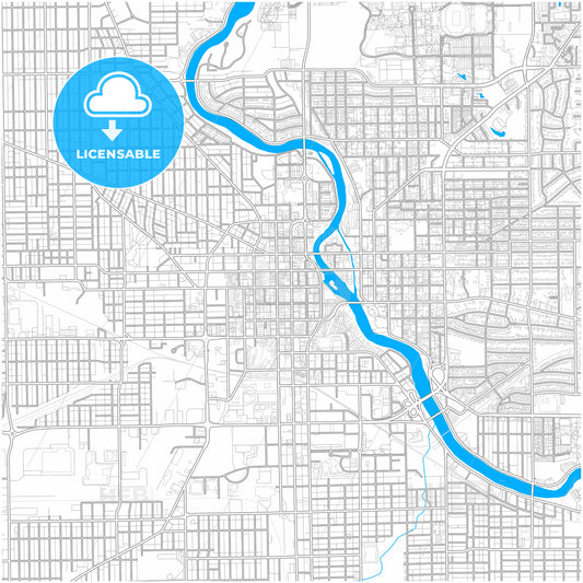 South Bend, Indiana, United States, city map with high quality roads.