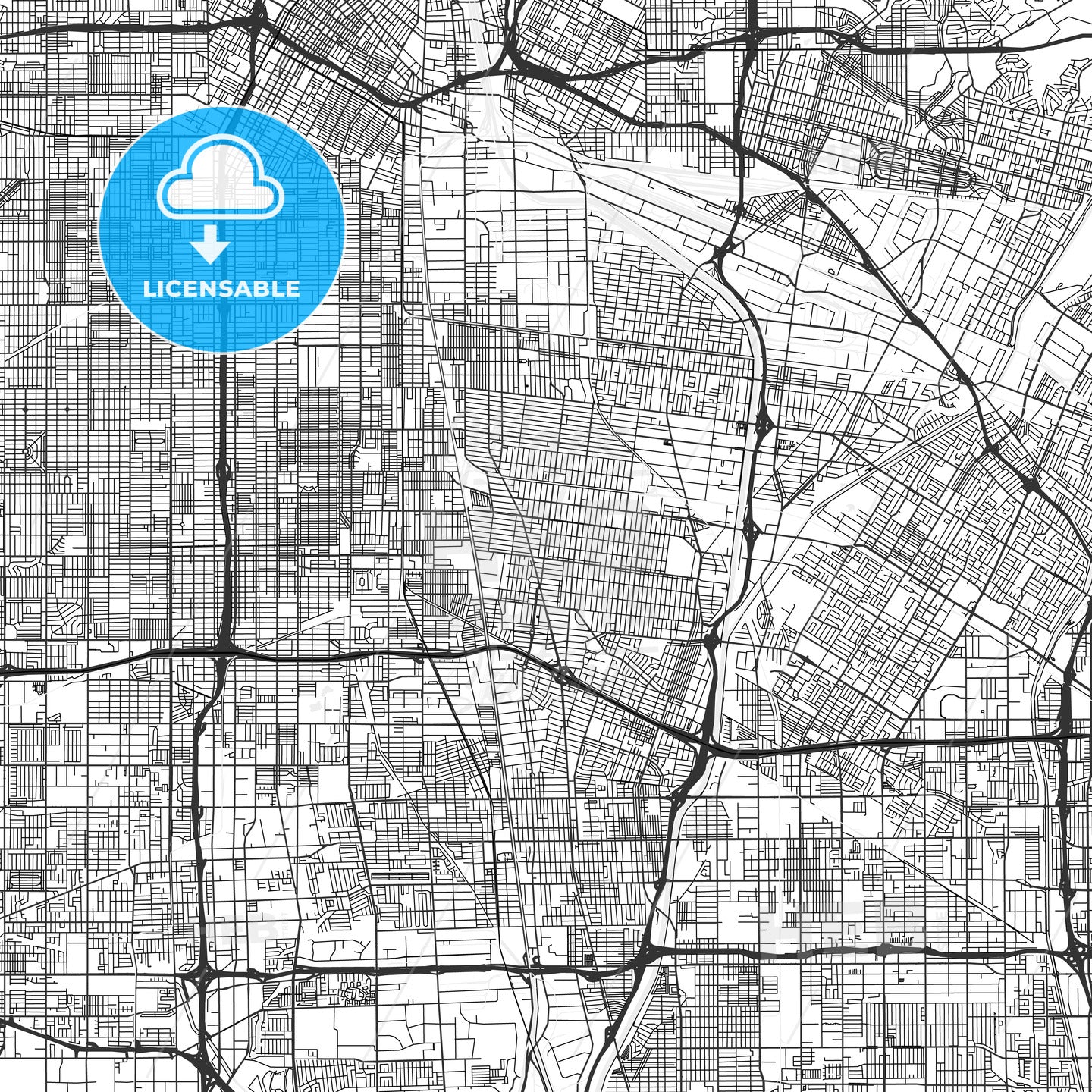 South Gate, California - Area Map - Light