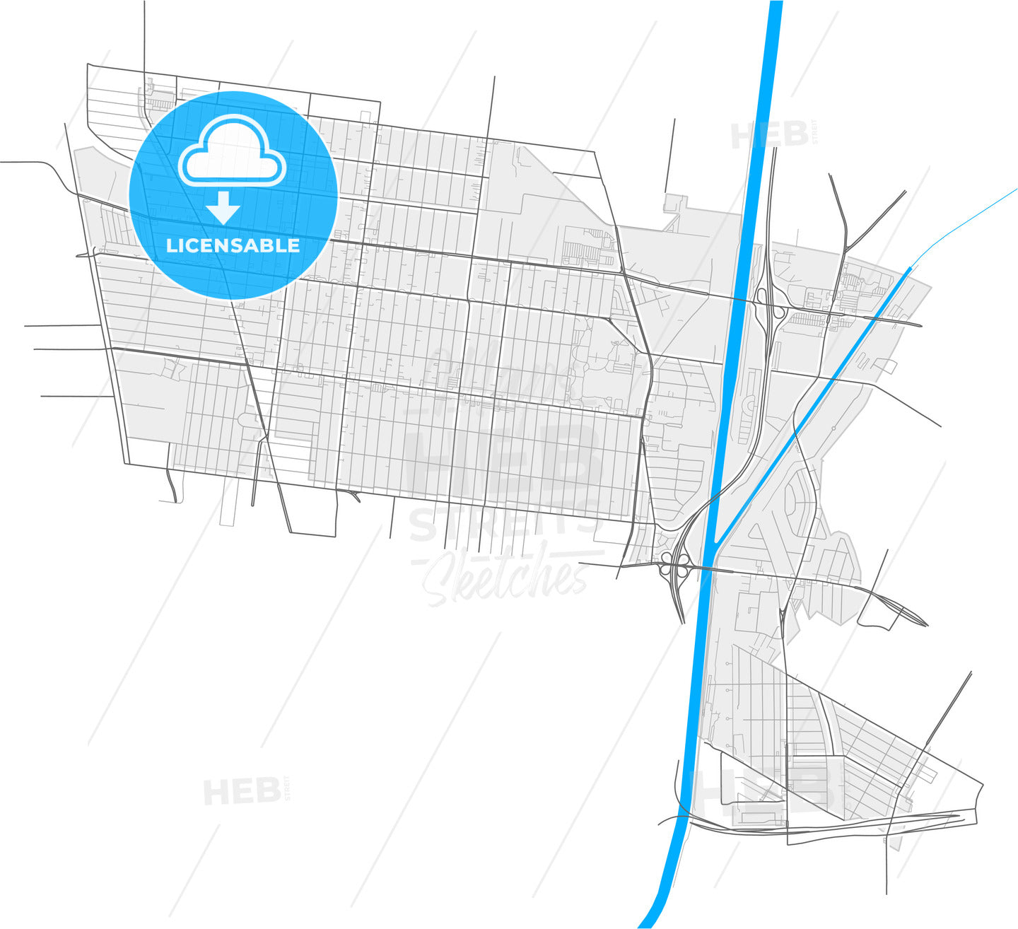 South Gate, California, United States, high quality vector map