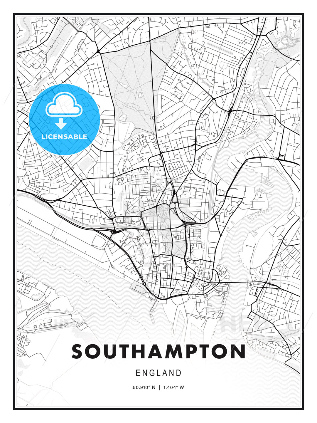 Southampton, England, Modern Print Template in Various Formats - HEBSTREITS Sketches