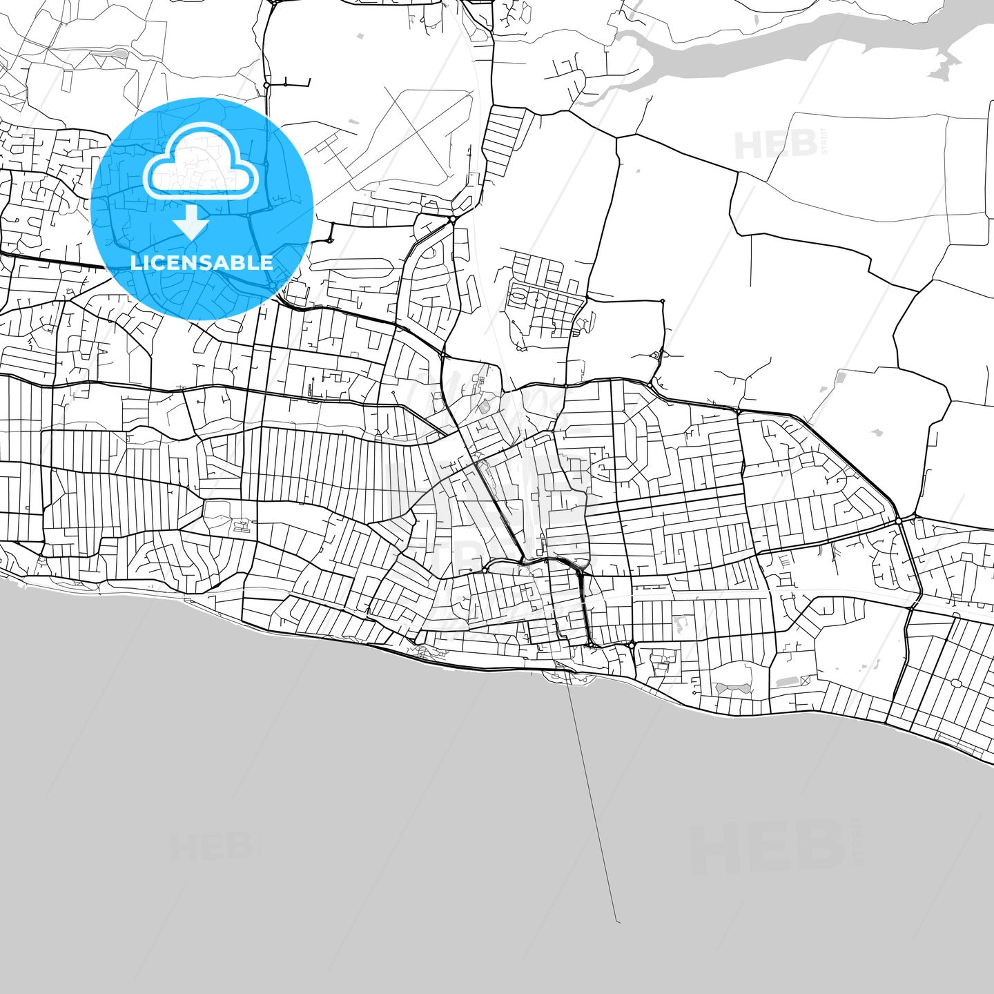 Southend-on-Sea, England, UK, Vector Map - Light