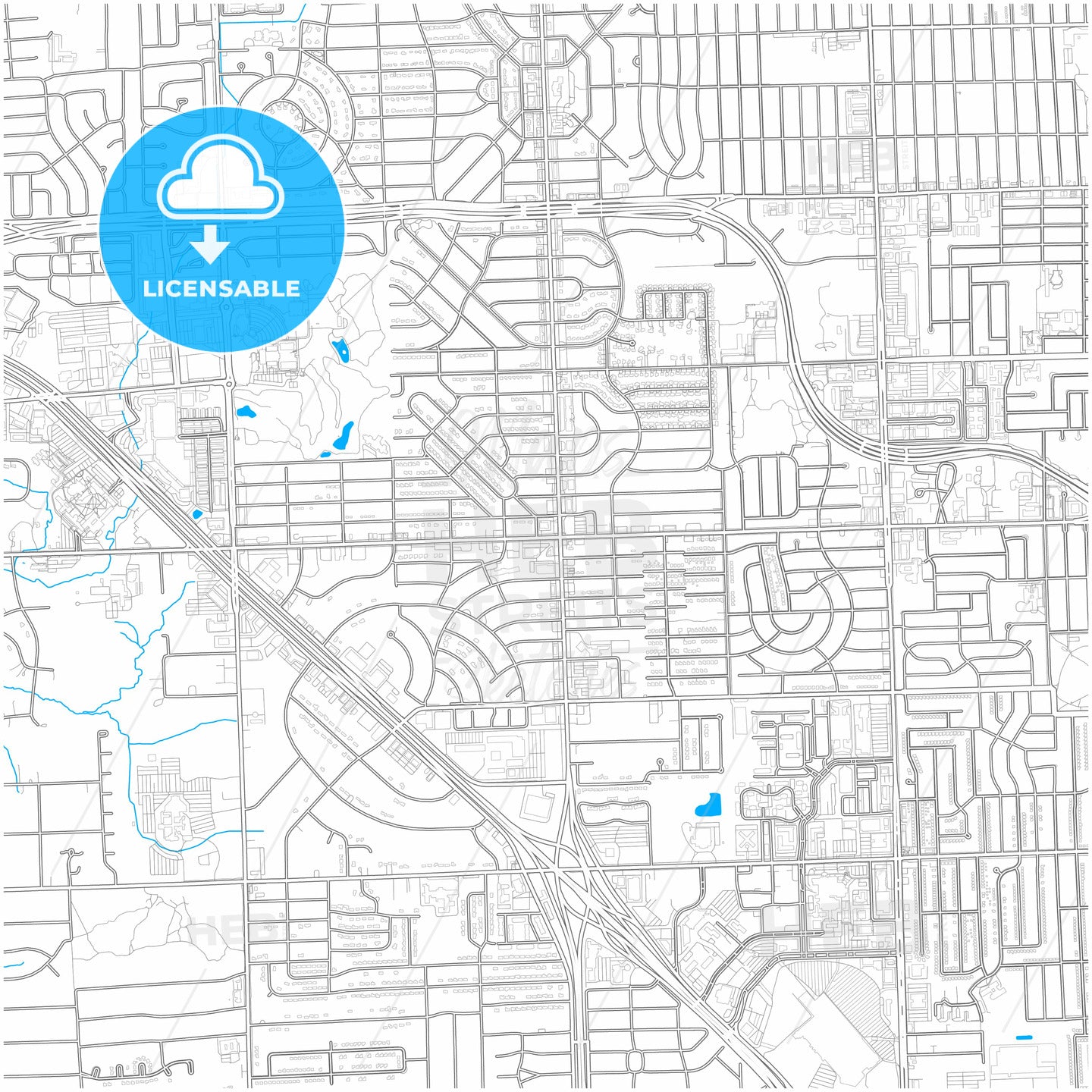 Southfield, Michigan, United States, city map with high quality roads.