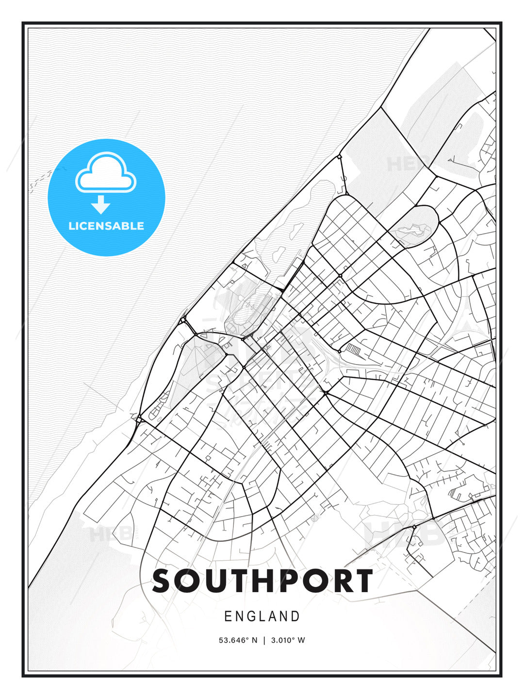 Southport, England, Modern Print Template in Various Formats - HEBSTREITS Sketches