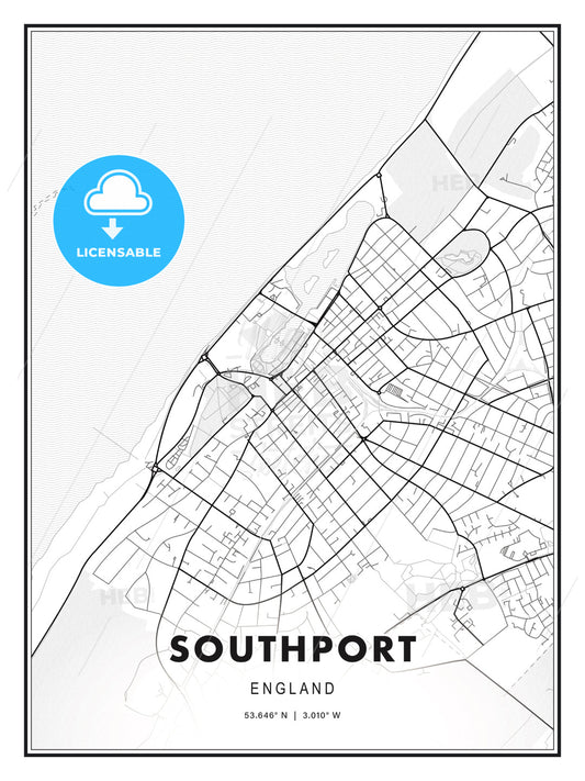 Southport, England, Modern Print Template in Various Formats - HEBSTREITS Sketches
