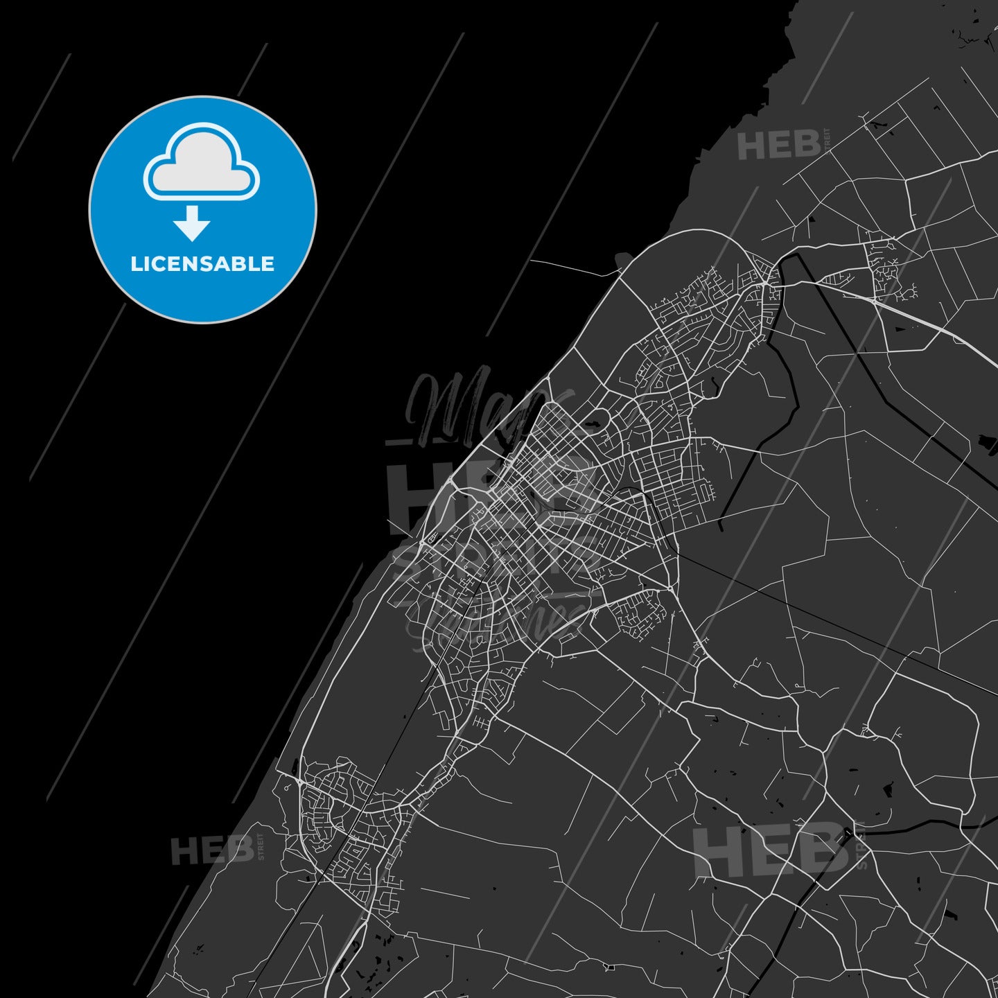 Southport, England, UK - Area Map - Dark