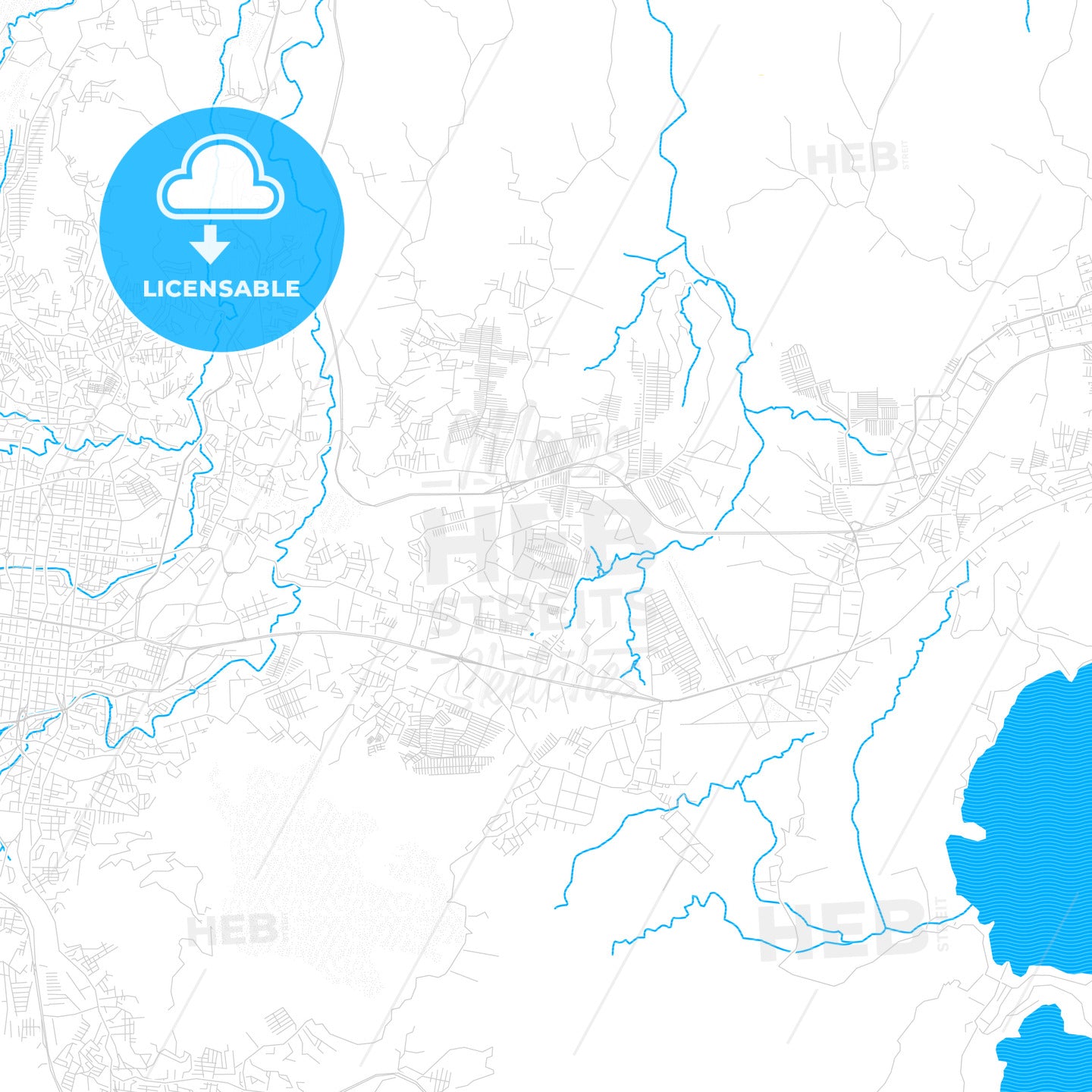 Soyapango, El Salvador PDF vector map with water in focus
