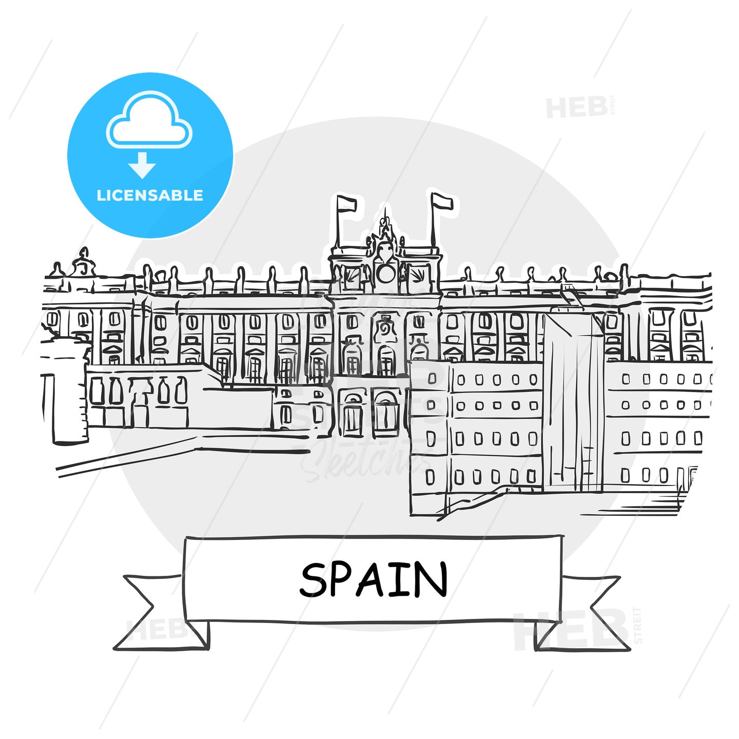 Spain hand-drawn urban vector sign – instant download