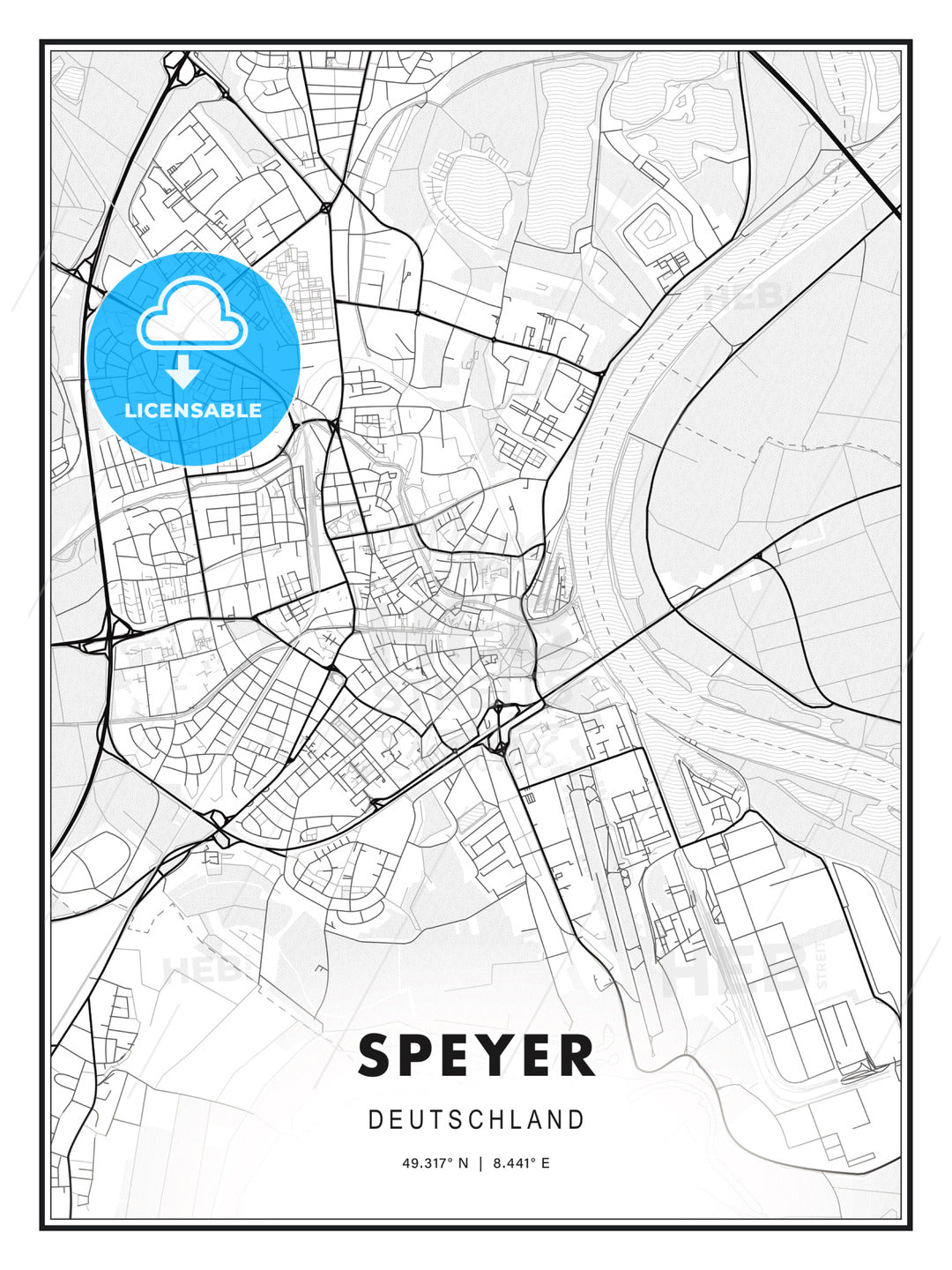 Speyer, Germany, Modern Print Template in Various Formats - HEBSTREITS Sketches