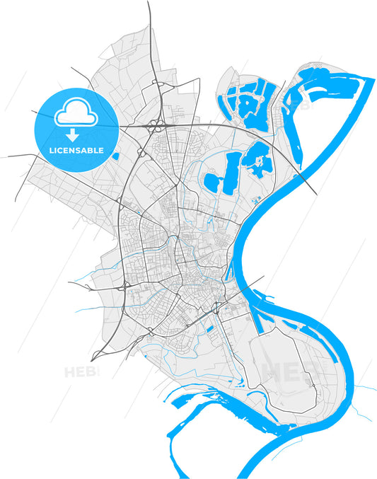 Speyer, Rheinland-Pfalz, Germany, high quality vector map