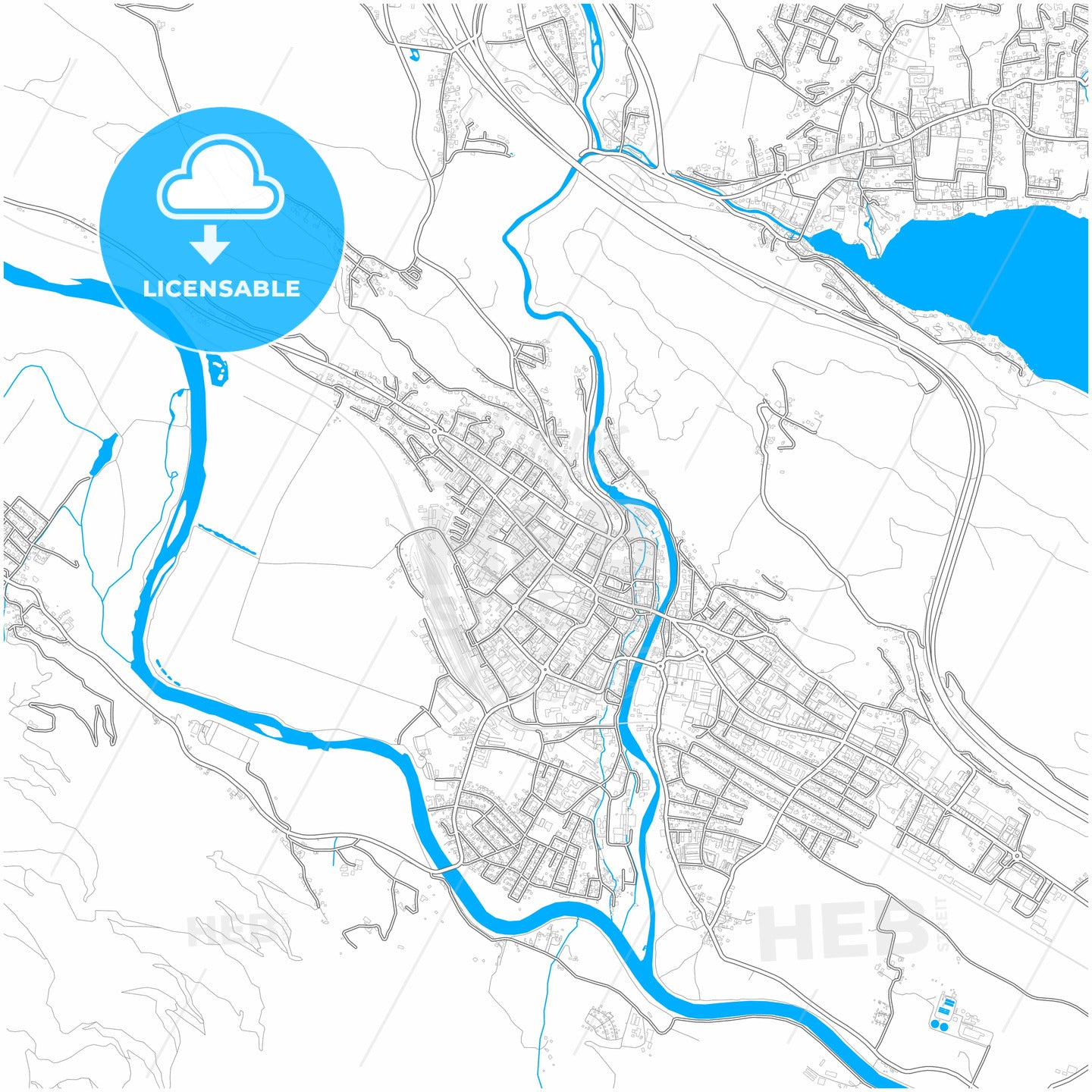 Spittal an der Drau, Carinthia, Austria, city map with high quality roads.