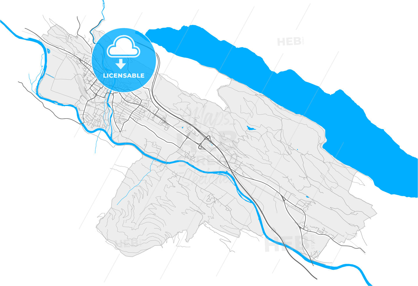 Spittal an der Drau, Carinthia, Austria, high quality vector map