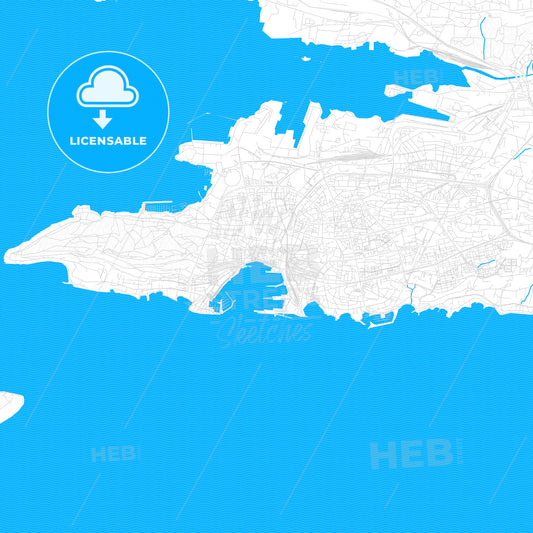 Split, Croatia PDF vector map with water in focus