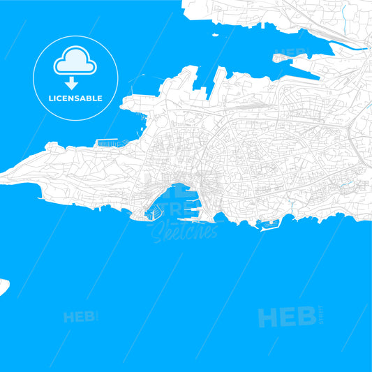 Split , Croatia bright two-toned vector map