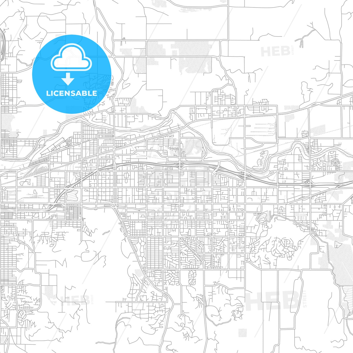 Spokane Valley, Washington, USA, bright outlined vector map