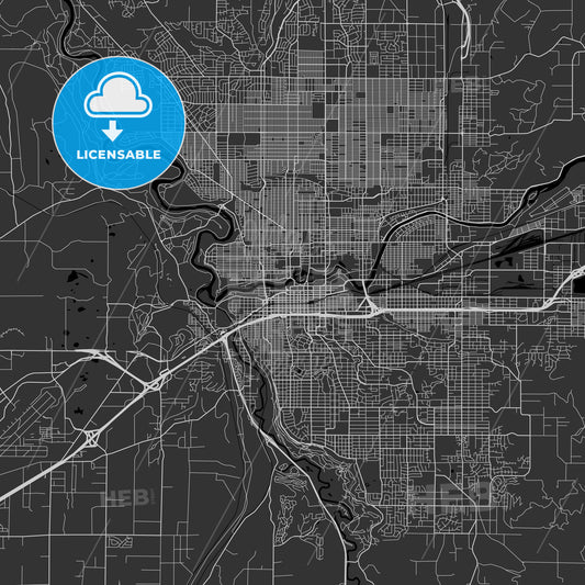 Spokane, Washington - Area Map - Dark