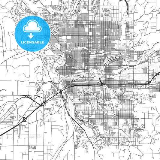 Spokane, Washington - Area Map - Light