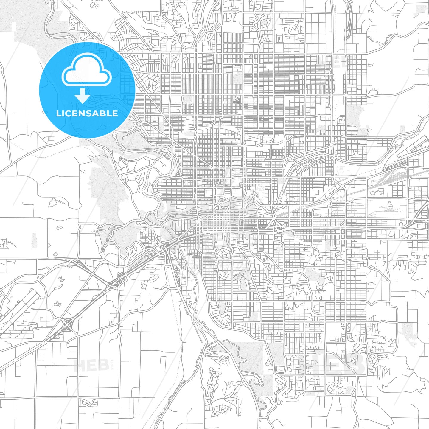 Spokane, Washington, USA, bright outlined vector map - HEBSTREITS