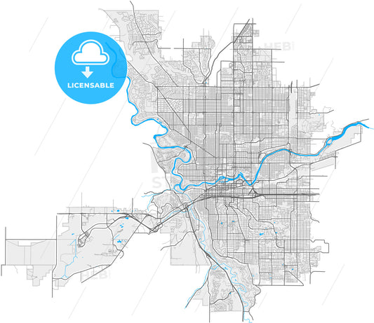Spokane, Washington, United States, high quality vector map