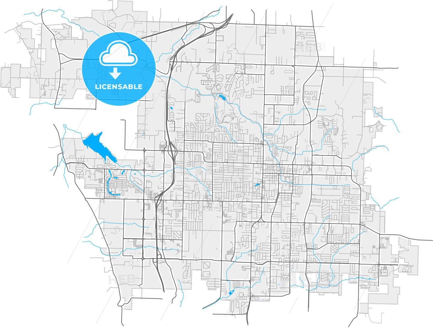 Springdale, Arkansas, United States, high quality vector map