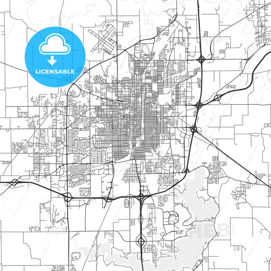 Springfield, Illinois - Area Map - Light