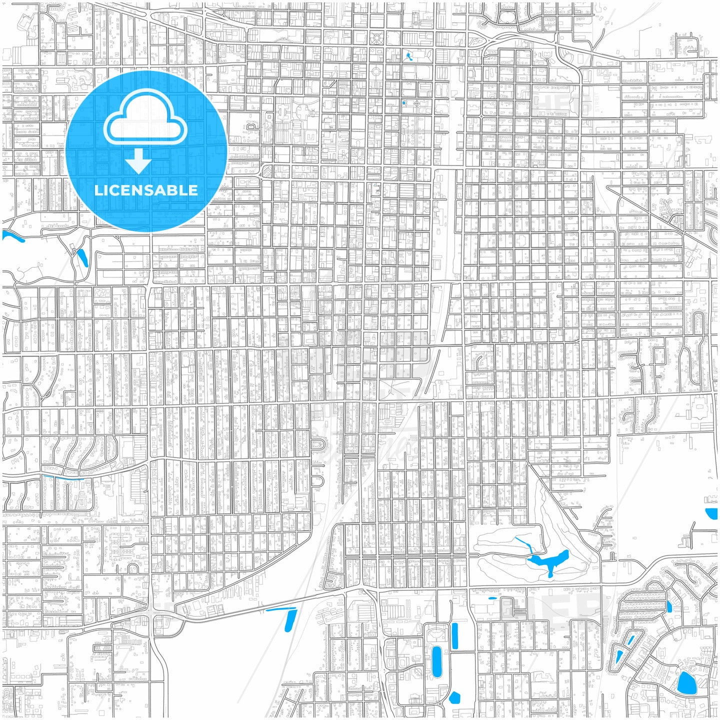 Springfield, Illinois, United States, city map with high quality roads.