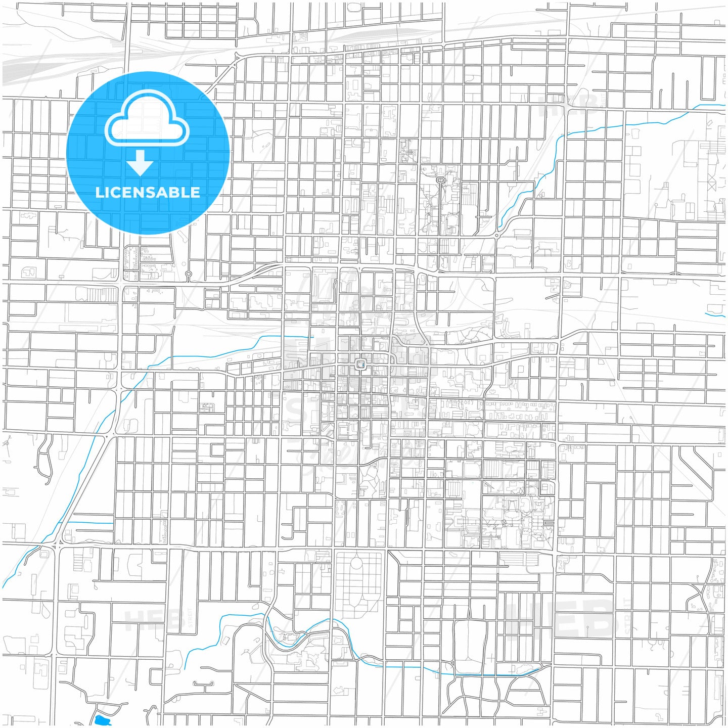 Springfield, Missouri, United States, city map with high quality roads.