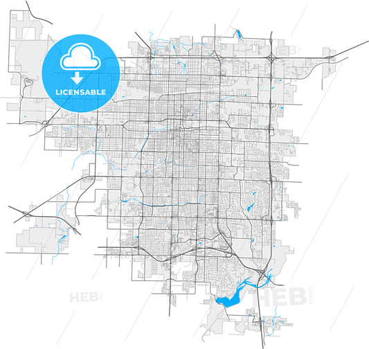 Springfield, Missouri, United States, high quality vector map