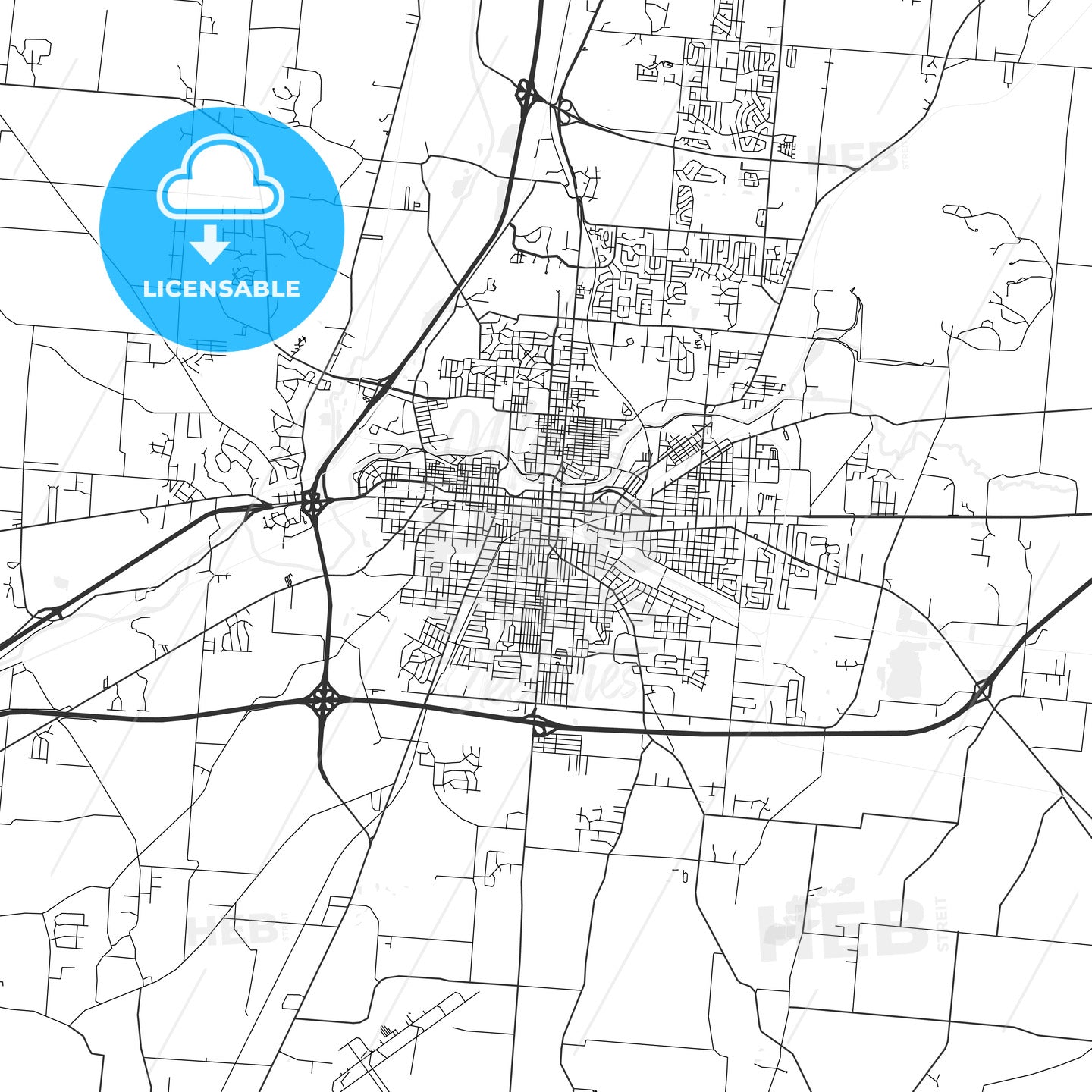 Springfield, Ohio Area Map Light HEBSTREITS