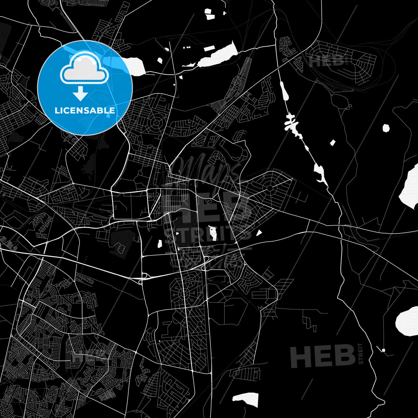 Springs, South Africa Pdf Vector Map Black And White – HEBSTREITS