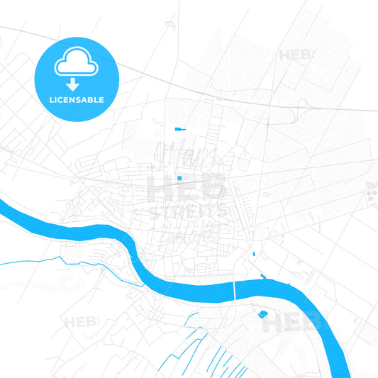 Sremska Mitrovica, Serbia PDF vector map with water in focus